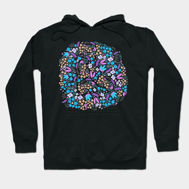 Blossoming flowers blue and violet Hoodie by Valeria Frustaci 